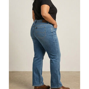 Lee Womens High Rise Bootcut Blue Denim Jeans Size 20W Plus Medium Wash